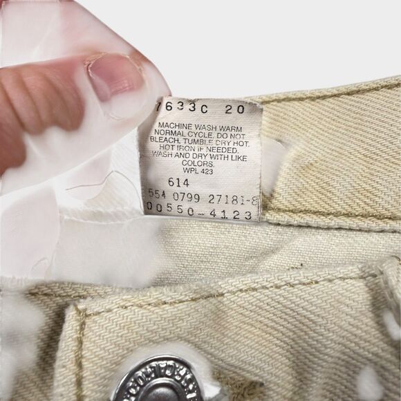 Vintage Levi’s 550 Made in USA White Denim Jeans 34x34 Custom Snake Print 90s - Picture 12 of 12